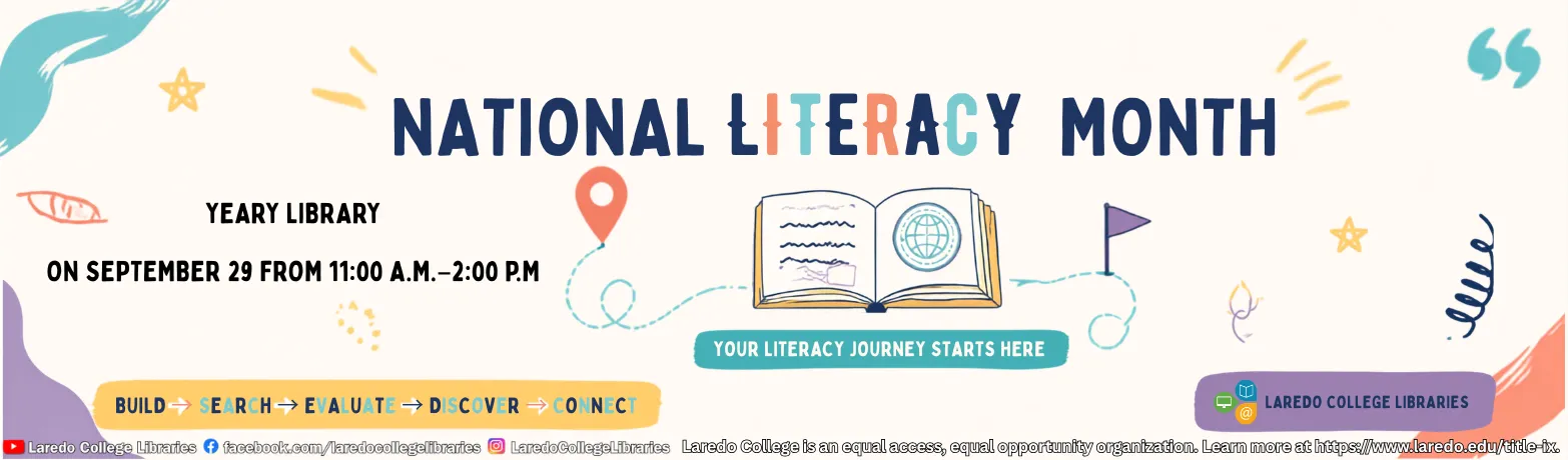 National Literacy Month event at Yeary Library, September 29, 2026, from 11 a.m. to 2 p.m.